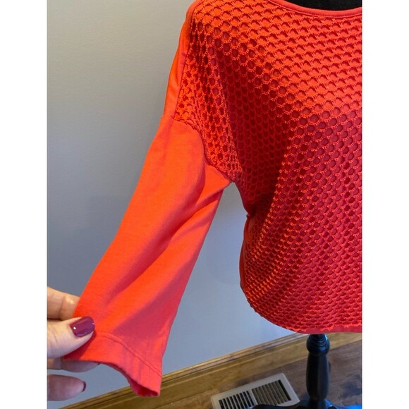 Ruby Rd. Womens Blouse Size Medium Top Tangerine Orange Unique Overlay + Stretch - Picture 3 of 8